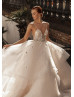 Beaded Spaghetti Straps Lace Glitter Tulle Wedding Dress